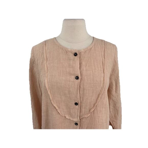NWT Hot Cotton Tunic Top 100% Linen Button Up Shirt Lagenlook Size Large - Picture 2 of 9